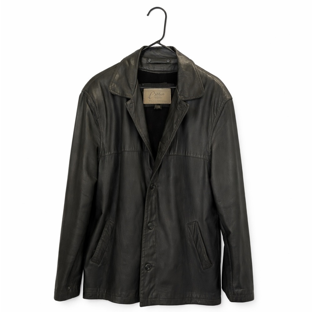 Cougar Vintage Fur Lined Black Leather Coat Men's Size XL